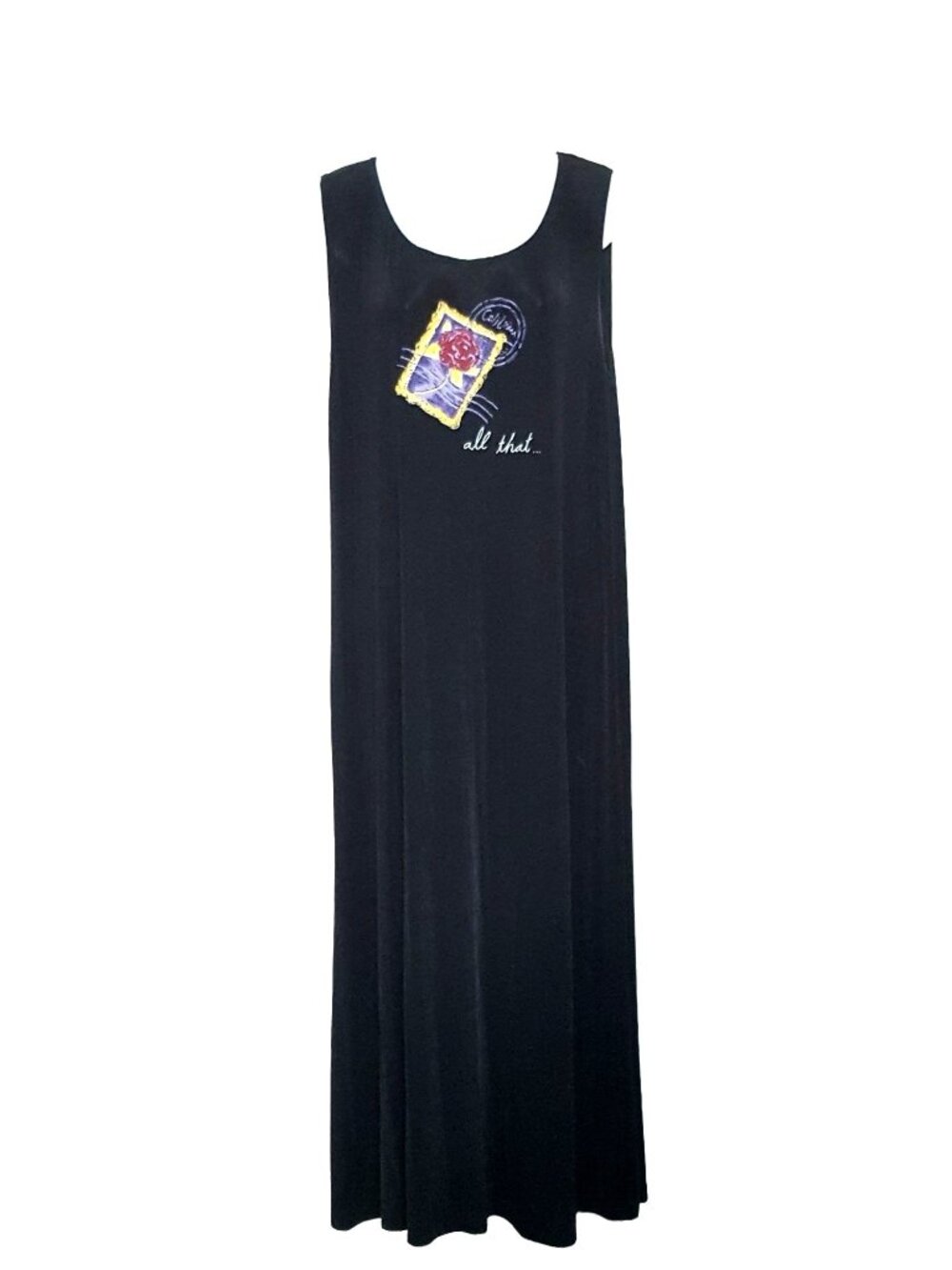 Vintage All That Jazz Dress Women‎ 16 Black Sleeveless Shimmery Slinky Stretch - Picture 2 of 8